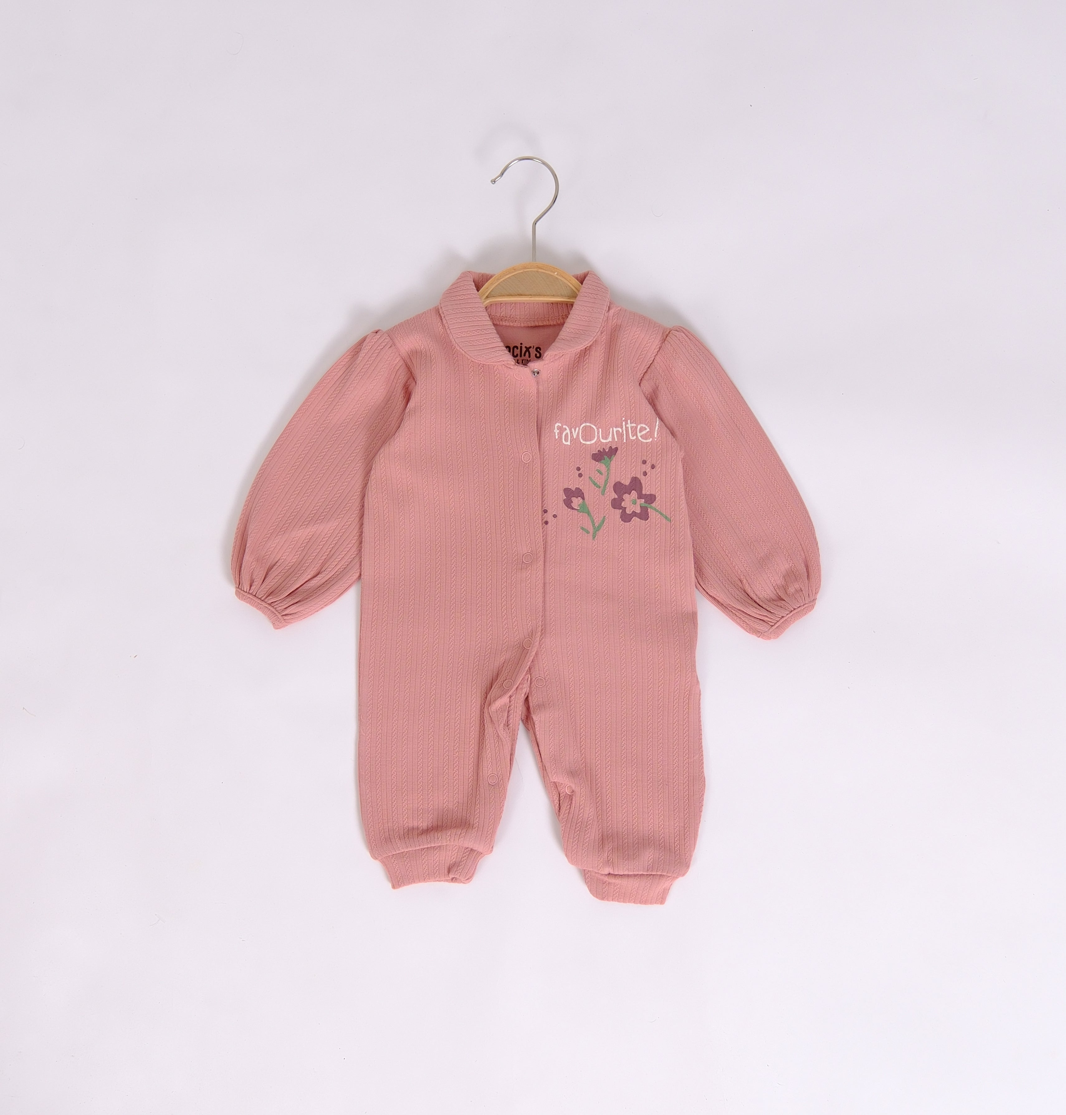Kız Bebek Çiçek Nakışlı Patikli Tulum