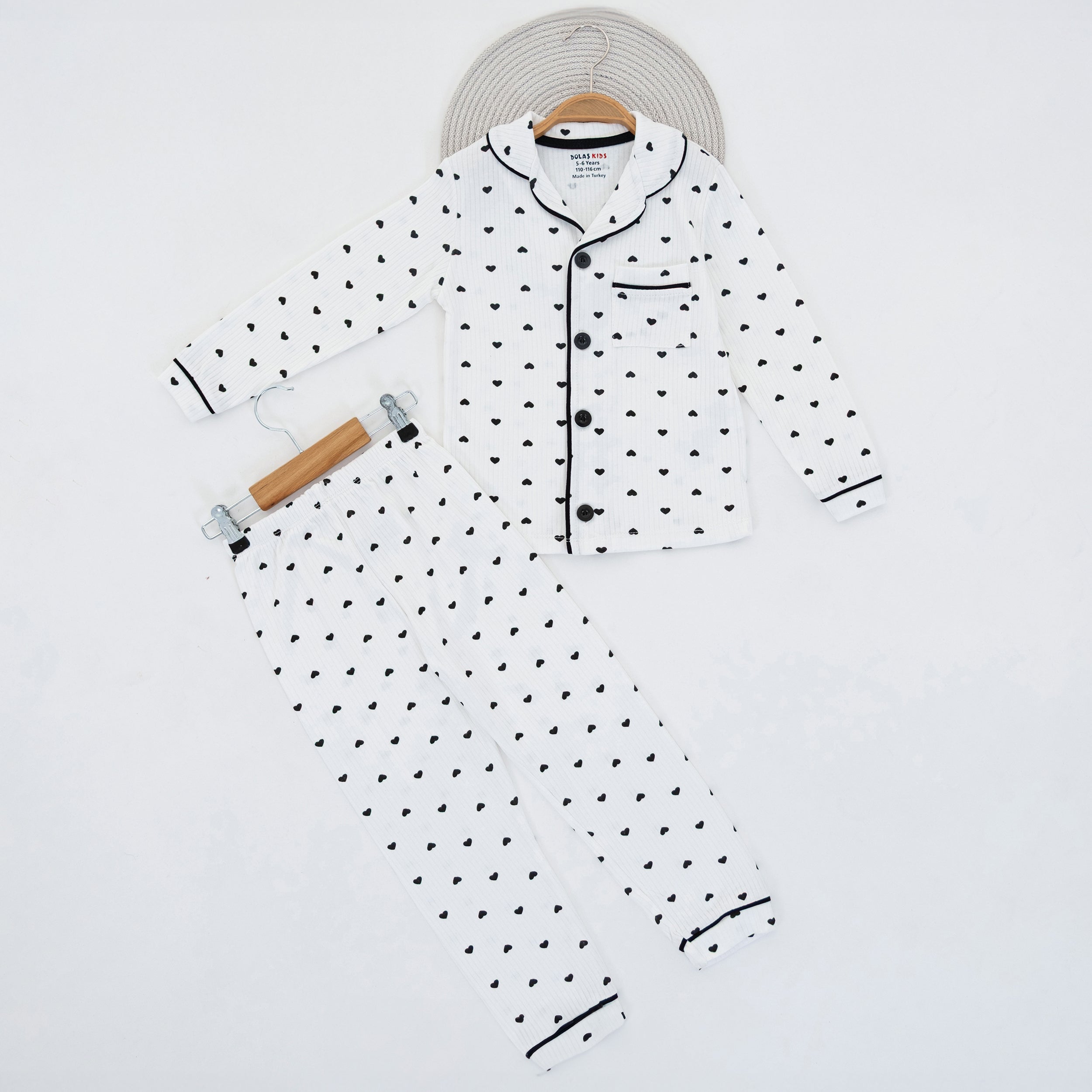 Kalp Desenli Çocuk Pijama Takımı