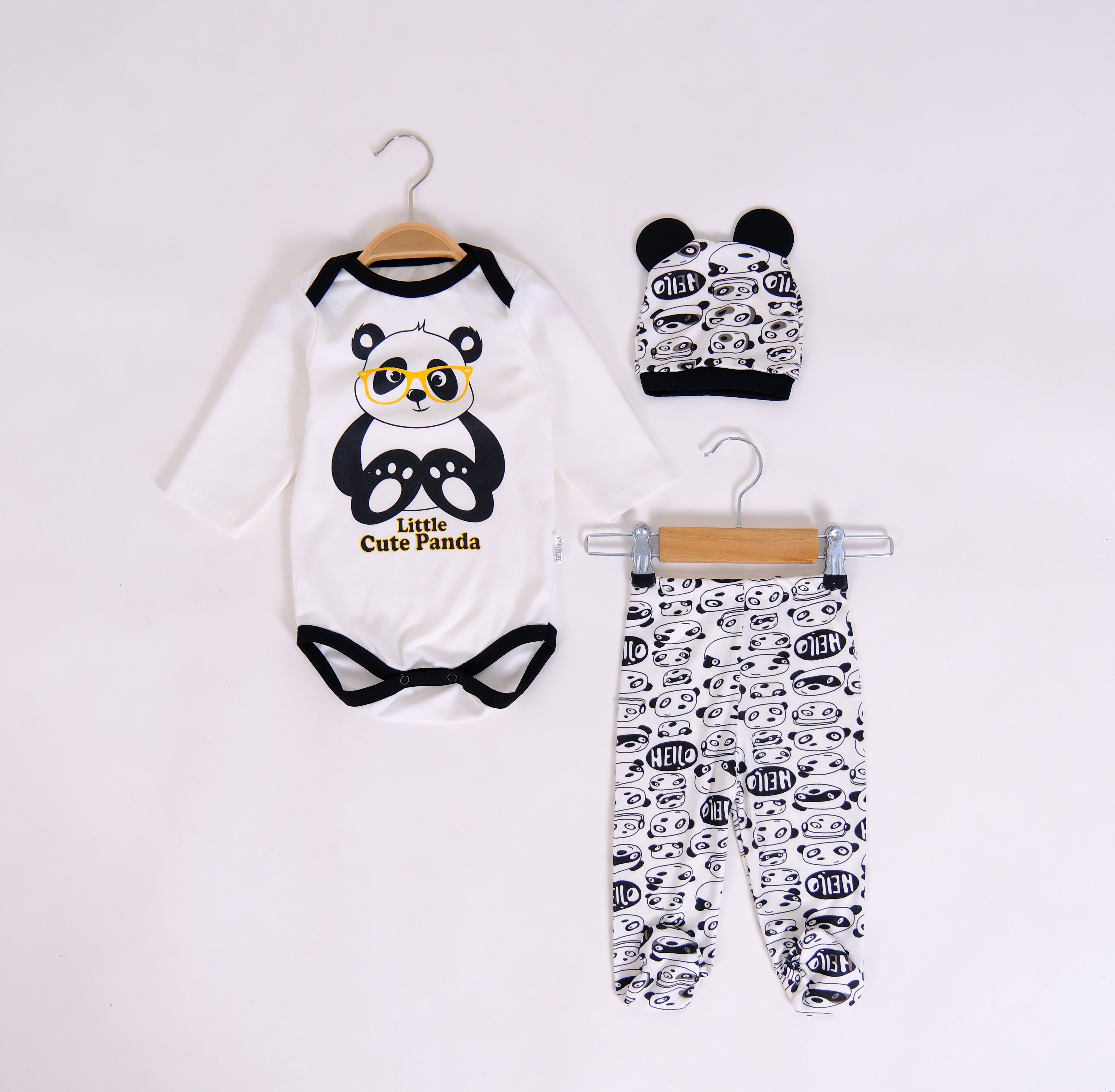 Panda Temalı 3 Parça Bebek Takımı