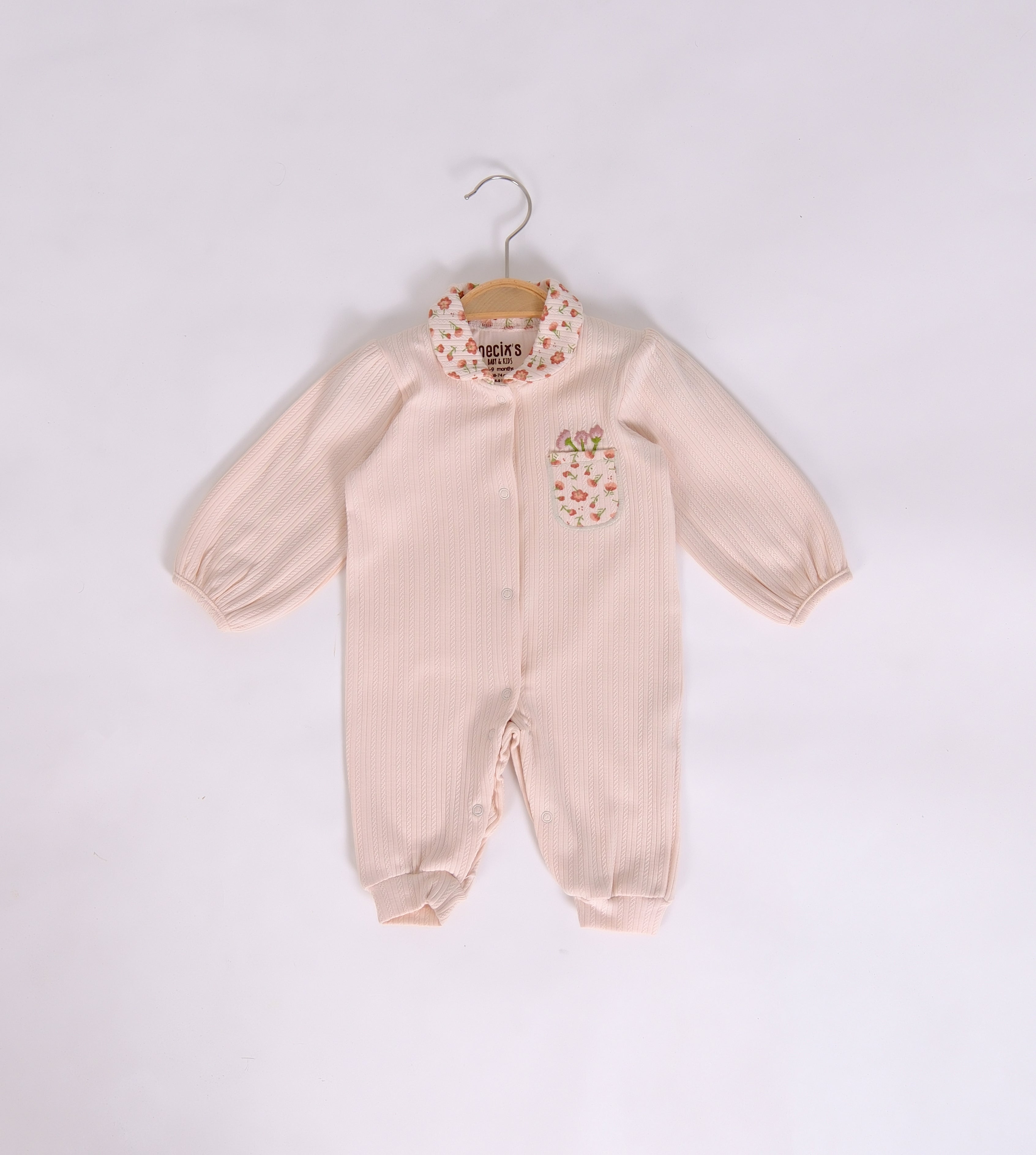 Kız Bebek Çiçek Desenli Bebe Yaka Tulum