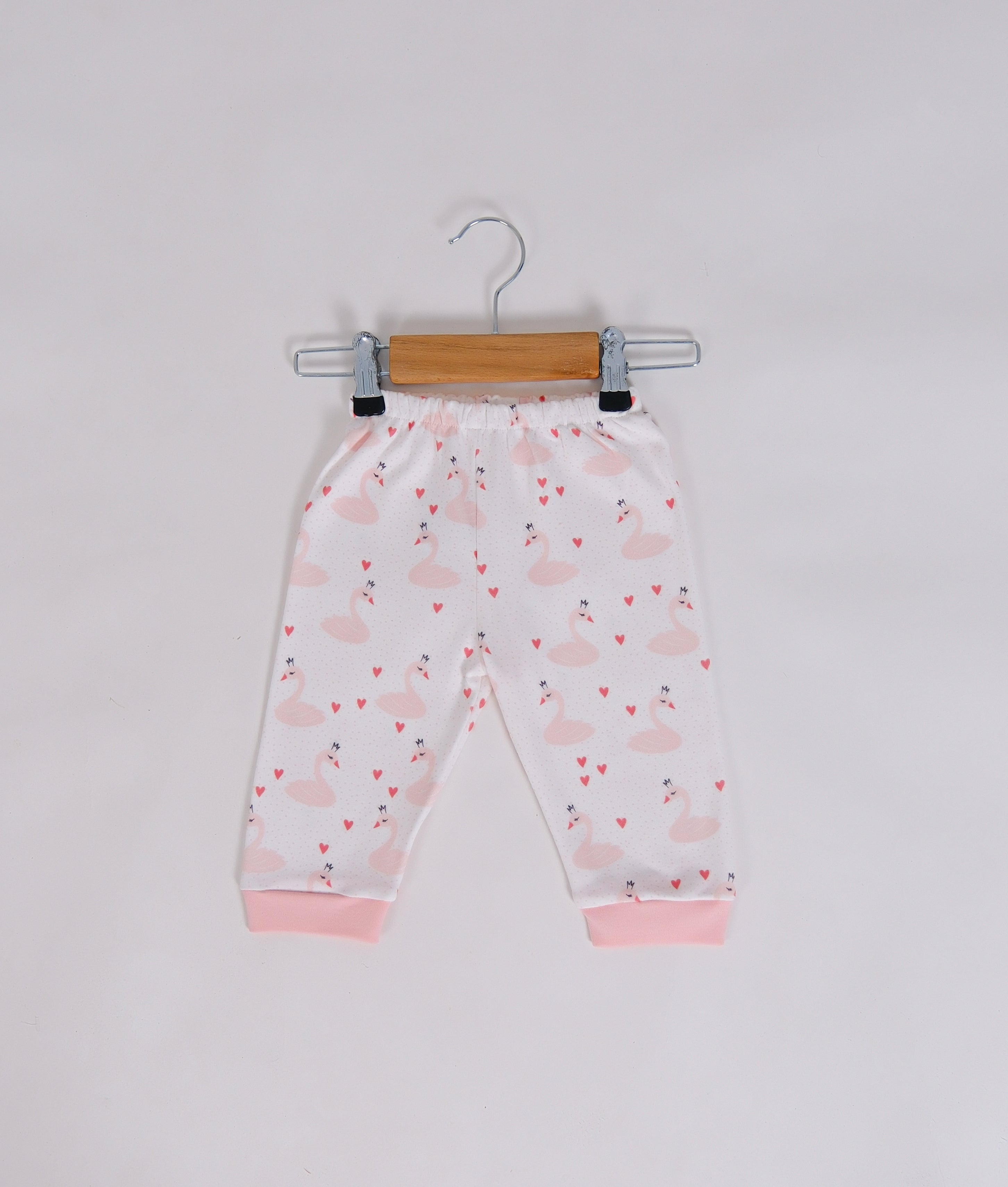Kuğu Desenli Kalpli Bebek Pijama Altı